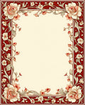 Rich Red Floral Scroll Pattern Rug