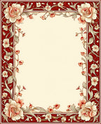 Rich Red Floral Scroll Pattern Rug