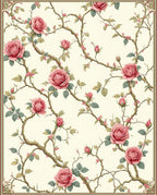 Vintage Rose Vine Floral Pattern Rug