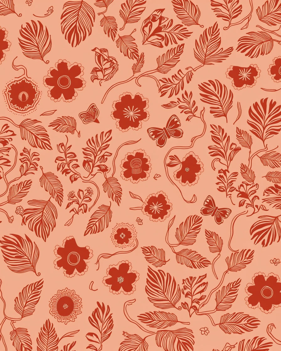 Vintage Floral Butterfly Pattern Rug
