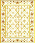 Golden Floral Vine Intricate Pattern Rug