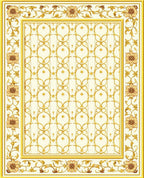 Golden Floral Vine Intricate Pattern Rug