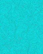 Turquoise Swirling Floral Line Art Rug