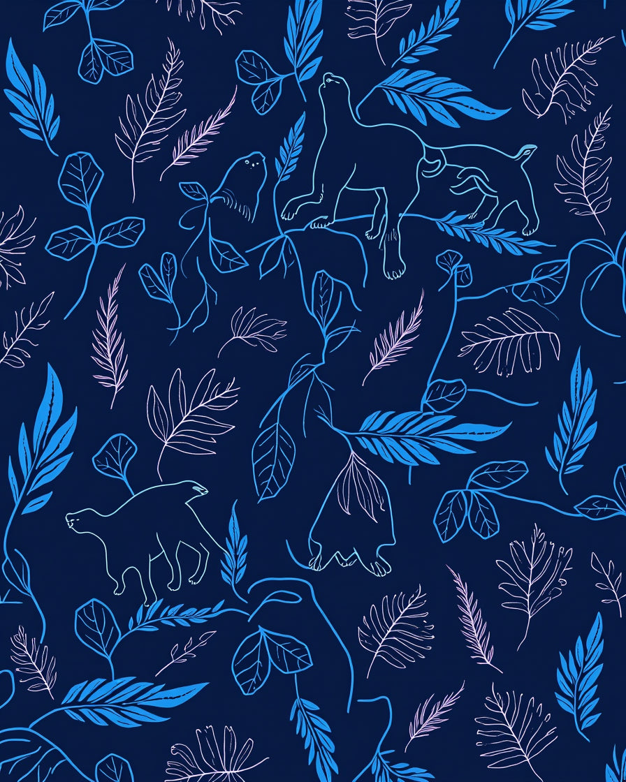 Whimsical Animals And Leaves Seamless Pattern Rug