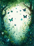 Enchanted Forest Butterfly Garden Scene Rug