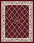Rich Red Cream Geometric Floral Rug