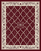 Rich Red Cream Geometric Floral Rug
