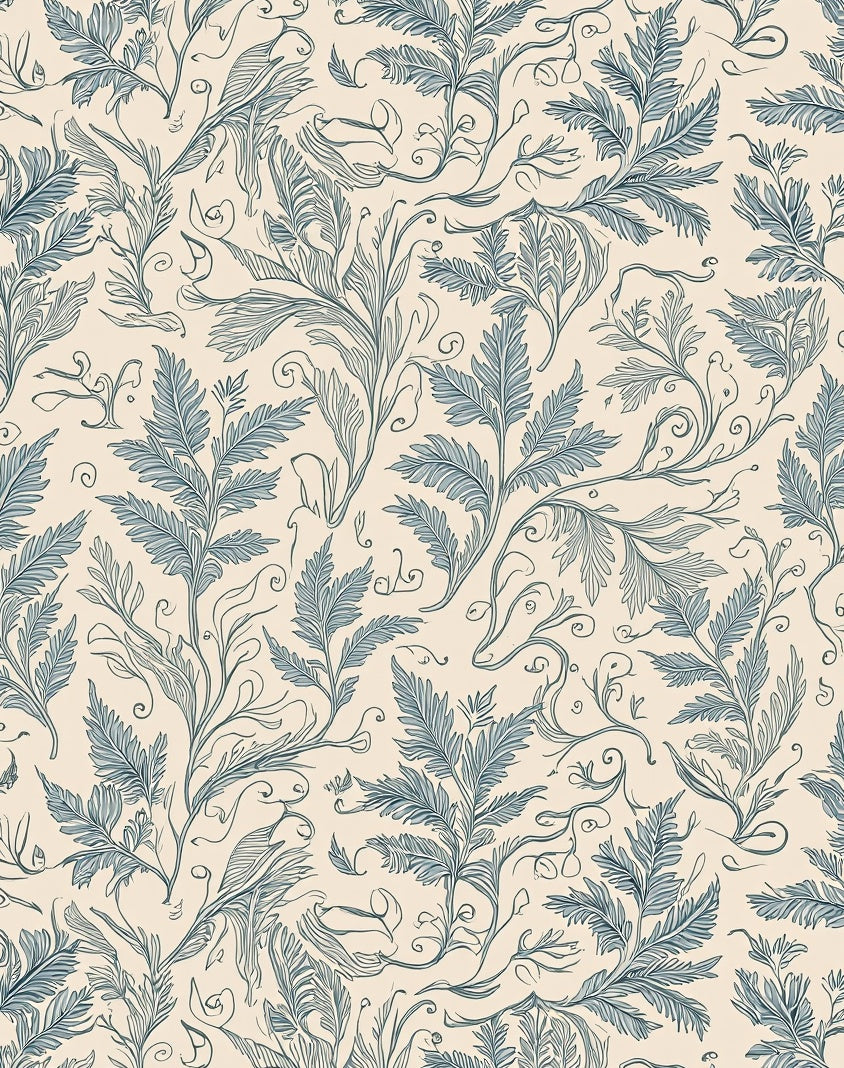 Botanical Fern Swirl Pattern Design Rug