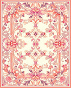 Ornate Floral Scrollwork Pastel Pattern Rug