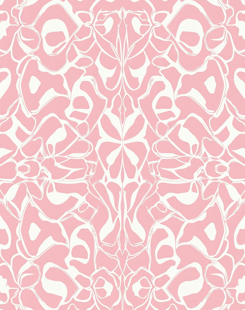 Pink White Organic Abstract Pattern Rug