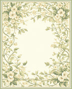 Vintage Floral Vine Scroll Pattern Rug