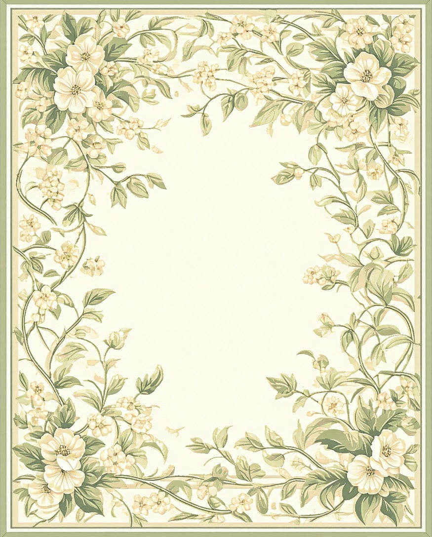 Vintage Floral Vine Scroll Pattern Rug