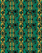 Ornate Black Gold Vertical Pattern Rug
