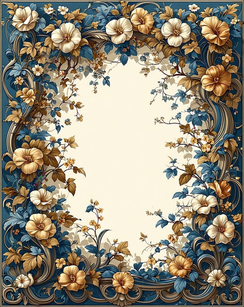 Elegant Floral Vine Art Nouveau Rug