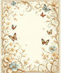 Elegant Floral Butterfly Scroll Design Rug
