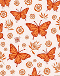 Orange Butterfly Flower Pattern Rug