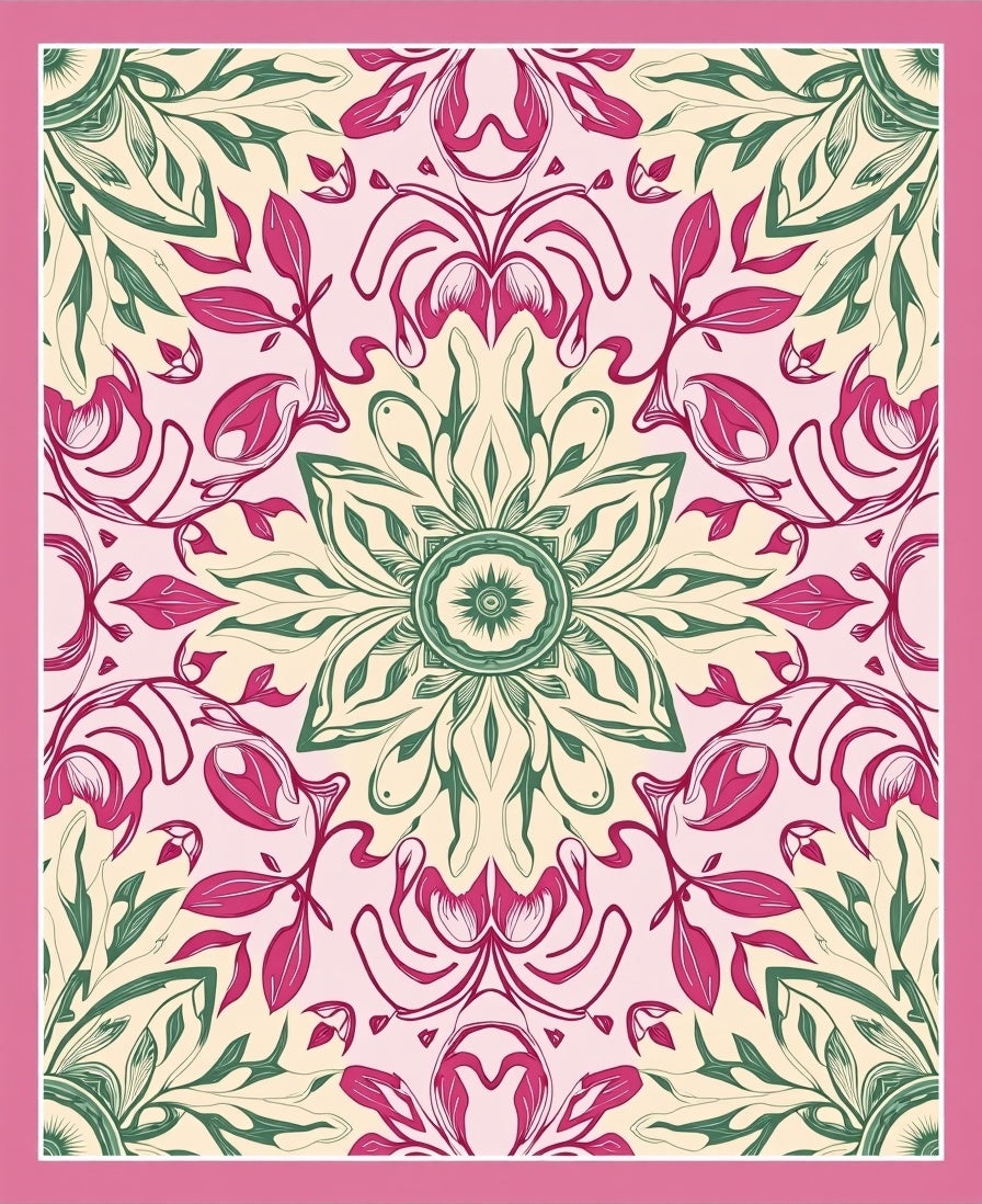 Art Nouveau Floral Mandala Design Rug