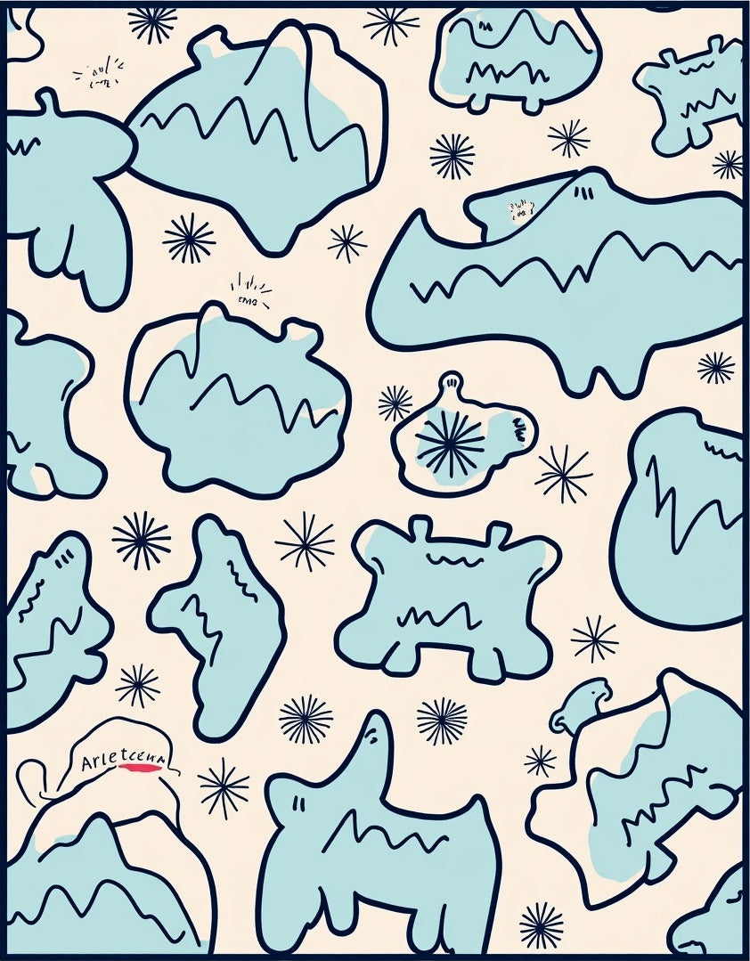 Whimsical Light Blue Abstract Shapes Rug