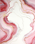 Pink Crimson Gold Marble Pattern Rug