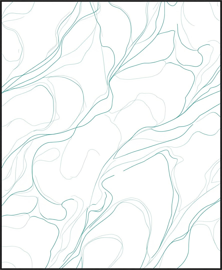 Abstract Swirling Teal Lines Rug