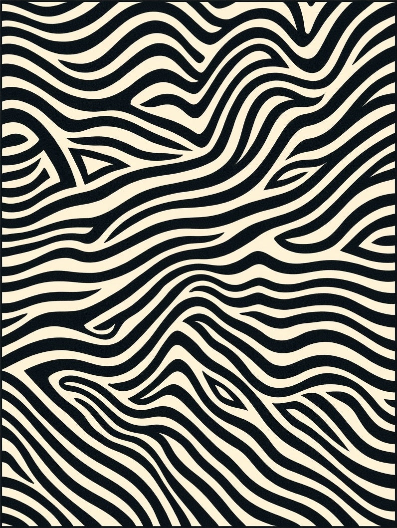 Abstract Black Cream Zebra Stripes Rug