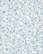 Delicate Blue Floral Vine Pattern Rug