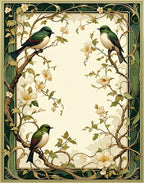 Art Nouveau Birds Floral Vine Rug