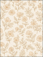 Delicate Floral Branch Outline Pattern Rug