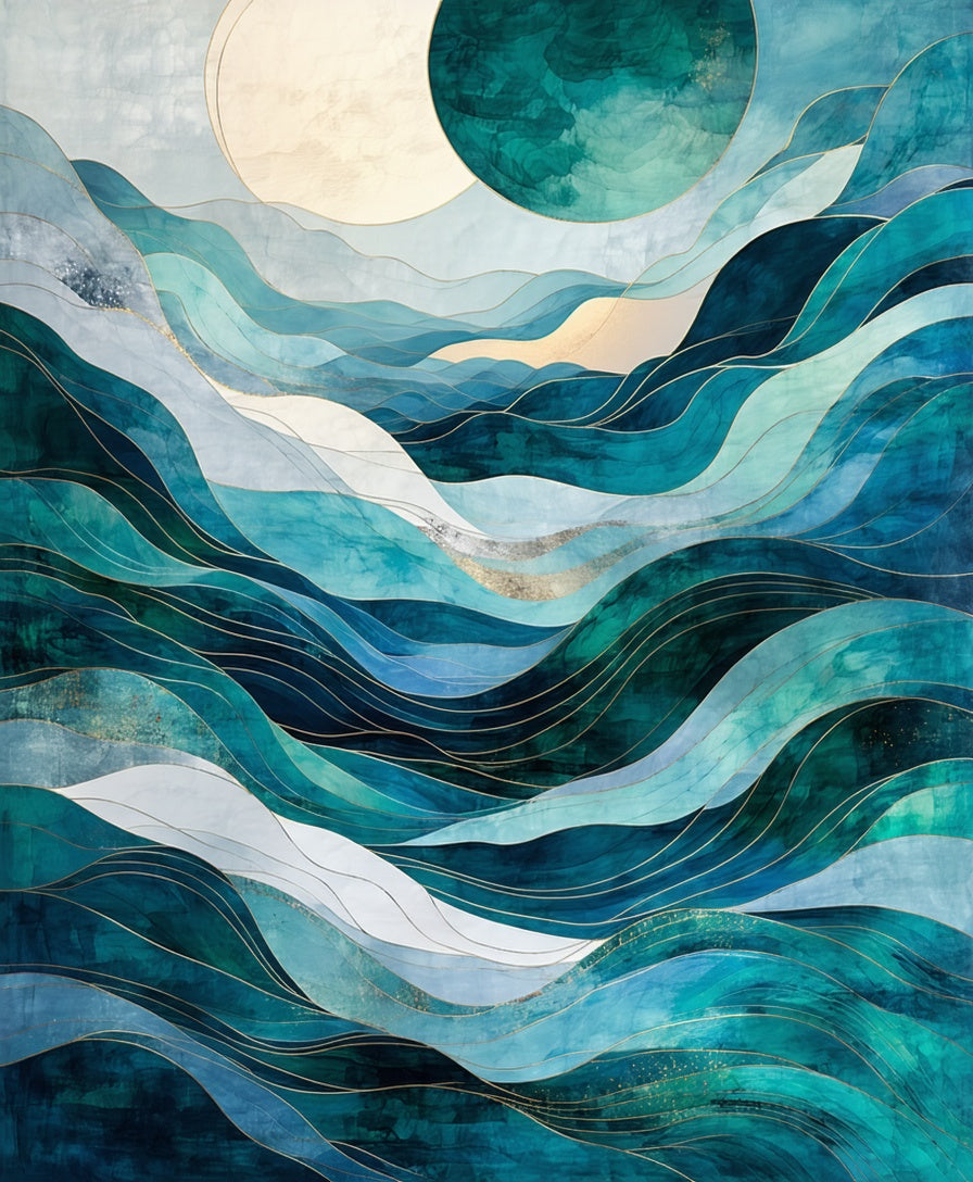 Oceanic Waves Marble Design Rug