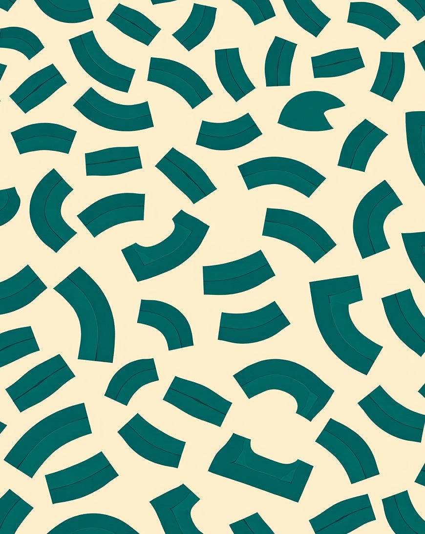 Teal Curved Segment Geometric Design Rug