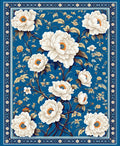 Elegant White Peony Floral Pattern Rug