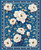 Elegant White Peony Floral Pattern Rug