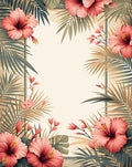 Tropical Flower and Leaf Botanical Art Rug