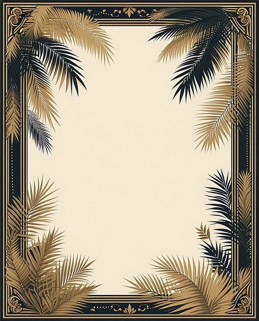 Golden Palm Art Deco Pattern Rug