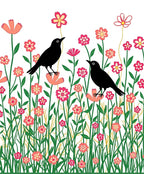 Birds and Flowers Garden Pattern Rug
