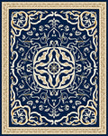 Elegant Blue Gold Floral Mandala Design Rug