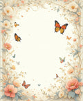 Delicate Floral Butterfly Meadow Design Rug