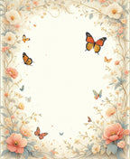 Delicate Floral Butterfly Meadow Design Rug