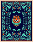 Bold Tiger Floral Patterned Rug