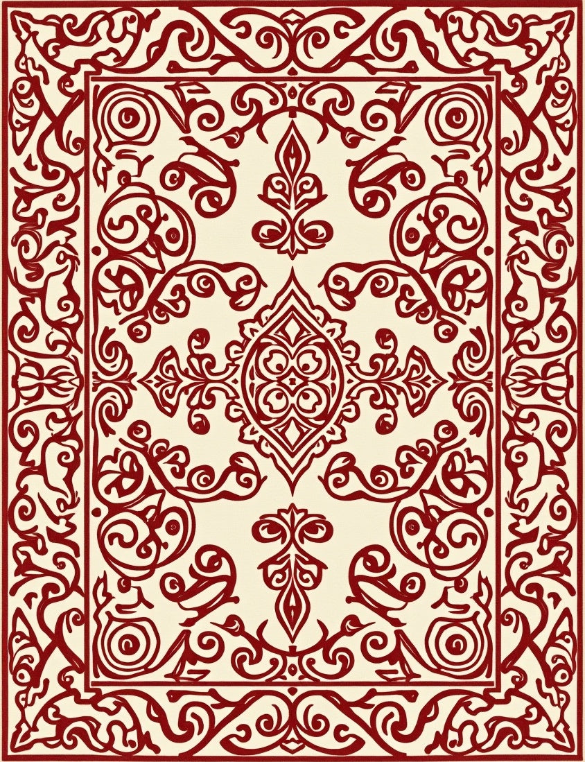 Intricate Swirls Cream Garnet Intricate Rug