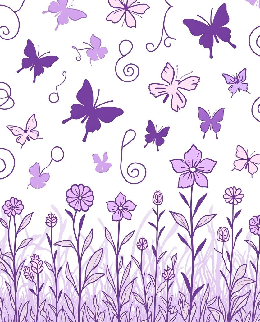 Purple Butterfly Flower Delight Rug