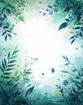 Aqua Leafy Garden Watercolor Pattern Rug