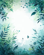 Aqua Leafy Garden Watercolor Pattern Rug