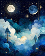 Celestial Night Sky Watercolor Design Rug