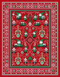Red Green Christmas Gnome Truck Border Rug