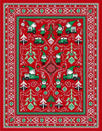 Red Green Christmas Gnome Truck Border Rug