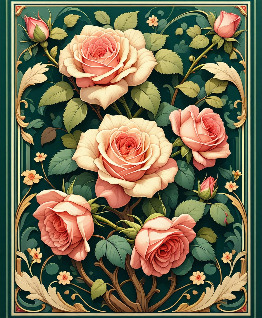 Elegant Rose Floral Artistry Rug