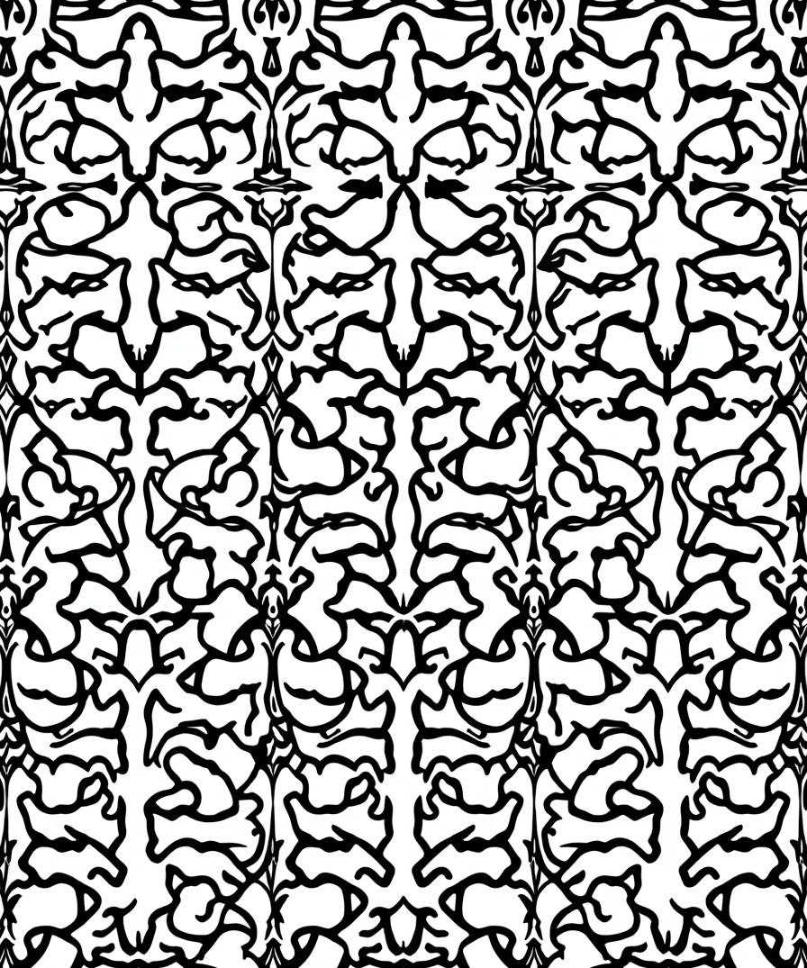 Black Ink Organic Pattern Rug