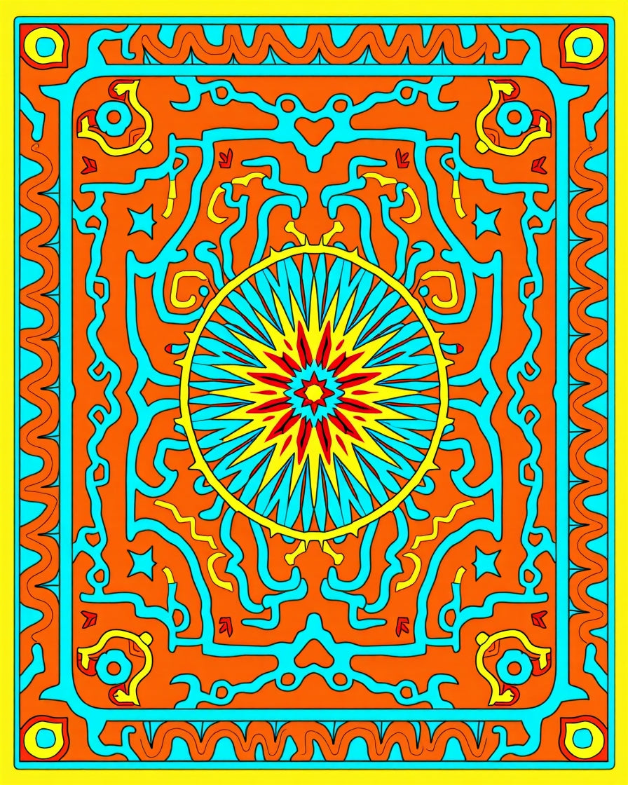 Vibrant Sunburst Abstract Pattern Rug