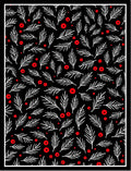 Black White Red Leafy Branch Circles Rug
